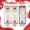 Haooryx Christmas Theme Bookmarks 120Pcs Christmas Candy Cane Pattern Bookmarks with Red Ribbons Christian Religious Chr