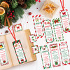 Haooryx Christmas Theme Bookmarks 120Pcs Christmas Candy Cane Pattern Bookmarks with Red Ribbons Christian Religious Chr