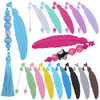 Framendino 13 Pack Feather Beadable Bookmarks with Bar DIY Beaded Hook Bookmark for Office Supplies