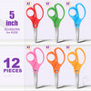 BURVAGY 12 Packs 5 Small School Student Blunt Tip Craft Kids Scissors Stainless Steel Blades Comfort Grip 5 Inch Safety