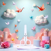 White Safety Scissors with Cover Kids Student Blunt Tip White Small Scissors for PaperCut Craft SuppliesCutting Tools