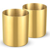 Bidponds 2 Packs Gold Round Stainless Steel Pen HolderPencil Cup Desktop Stationery OrganizerVacuum Plating Makeup Brush