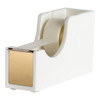 BLU MONACO White and Gold Tape Dispenser Acrylic Desktop Tape Cutter with Smooth Blade Weighted NonSlip Base Fits Standa