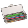 BTSKY Double Deck Pencils Box Clear Plastic Stationery Box with 4 Removable Ruler Dividing Spacers Multigrid Home Utilit