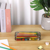 BTSKY Double Deck Pencils Box Clear Plastic Stationery Box with 4 Removable Ruler Dividing Spacers Multigrid Home Utilit