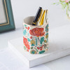 YOSCO Ceramic Pen Holder For Desk Cute Flower Stand Aesthetic Floral Pencil Cup Pot Desk Organizer Makeup Brush Holder G
