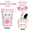Outus 3 Pcs Standing Pencil Case Cute Stand up Pencil Pouch Telescopic Pen Holder Kawaii Stationery Pouch Makeup Cosmeti