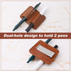 Gosknor Brown Leather Pen Holder with Clip 77x61cm3x24in Double Hole Practical Pen Organizer Journal Planner Pencil Hold
