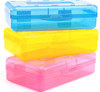 Sooez 3 Pack Pencil Case Large Hard Pencil Box Bulk Clear Crayon Box Marker Pen Organizer Plastic Storage Container with