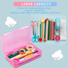Sooez 3 Pack Pencil Case Large Hard Pencil Box Bulk Clear Crayon Box Marker Pen Organizer Plastic Storage Container with