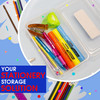 BAZIC PRODUCTS Plastic Pencil Case Multi Purpose Organizer Supply Holder Clear Box Design Durable Plastic Storage for Sc