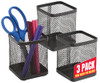 1InTheOffice Pen Holder Cup for Desk Wire Mesh Cup Pencil Holder Metal Pencil Organizer Matte Black 3Pack