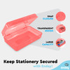 Enday Plastic Pencil Box with Snap Closure Lids Red Small Utility Storage Crayon School and Office Supplies Case Organiz