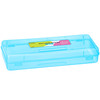 Enday Pencil Box Blue Storage Organizer Utility Box Multipurpose Long Ruler Length School Office Supplies Plastic Pencil