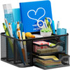Marbrasse Mesh Desk Organizer Pen Organizer with 2 Drawer MultiFunctional Pencil Holder Desk Organizers and Accessories