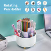 Marbrasse Desk Organizer 360Degree Rotating Pen Holder Desk Organizers and Accessories with 5 Compartments Pencil Holder