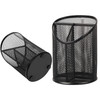 Delifox 2 Pack Pen Holder Mesh Round Pencil Holder Desktop Organizer 3 Compartments Black