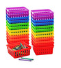 4Es Novelty 24 Pack Small Classroom Storage Baskets Pack Bulk Square 45 Sturdy Plastic Colorful Crayon Pencil Container