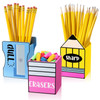 Gilprop 3 Pcs Sharp and Dull Pencil Holder for Classroom Eraser Buckets Wooden Shaped Pencil Dispenser Finished Pen Hold