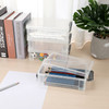 BTSKY 4 Pack Extra Large Plastic Pencil Box Stackable Translucent Clear Pencil Caase Crayon Box Set Marker Organizer Art
