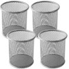 Ameceres 4 Packs Wire Mesh Pencil Holder Metal Pen Cup Desk Pen Organizer Case Pencil Jar Black for Office Home Silver