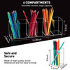 Jetec Acrylic Pen Holder 6 Compartments Makeup Brush Stationery Organizer Pencil Holder for Desk Accessories Cosmetic Br