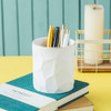 YOSCO Ceramic Irregular Round Pen Holder For Desk Cute Stand Gold Line Pencil Cup Pot Desk Organizer for Girls Makeup Br