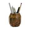 Mie Creations Geometric Wooden Pencil Holder for Desk Table Wood Pen Cup Stand for Office Cute Desktop Organizer for Mak