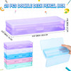 AmazingSpark 25 Pack Operation Christmas Items Bulk Double Layer Plastic Pencil Boxes Translucent Hard Pencil Case with