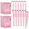 Henoyso 14 Pcs Metal Flamingo Pen and Pencil Holder Cute Pink Square Holders for Desk Office Home Womens Gift Makeup Bru