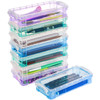 Nicunom 8 Pack Plastic Pencil Boxs Large Capacity Pencil Case Boxes Kids Pencil Case Crayon Box with Snaptight Lid Art C