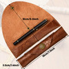 Zonon 2 Pieces Vintage Handmade Leather Pen Case Carved Roll Leather Pen Holder for School Home Office Brown and Black