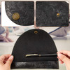 Zonon 2 Pieces Vintage Handmade Leather Pen Case Carved Roll Leather Pen Holder for School Home Office Brown and Black