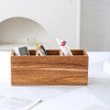 YOSCO Wood Pens Pencils Holder Cup for Desk Remote Control Holder Caddy Organizer Desktop Storage with 3 Compartments Ma