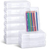Fainne 24 Pack Pencil Boxes for School Clear Plastic Pencil Case Large Plastic Crayon Box Bulk Stackable Classroom Stati
