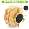 Peohud Wooden Pen Holder 124 Slots Rotating Pencil Display Stand Portable Paint Brush Organizer for Colored Pencils Wate