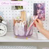 SKYDUE Rotating Pencil Pen Holder Pen Organizer with 5 Slots Aesthetic Desk Organizer and Accessories for School Home Of