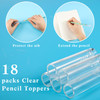 Spakon 18 Pieces Plastic Pencil Caps Pen Tip Protector Cover Clear Pencil Toppers Caps for Wooden Pen Extender Holders f