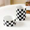 YOSCO Aesthetic Desk Organizer Set of 2 For Office Pen Holder and Paper Clip Holder Dispenser Checkered Ceramic Cute Pen