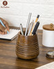 Mie Creations Wooden Pencil Holder for Desk Table Wood Pen Cup Rustic Office Desktop Organizer Paintbrush Stand Makeup B