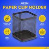 1InTheOffice Pen Cup Holder Metal Mesh Pencil Cup Holder Stackable Wire Mesh Regular Pencil Holder Matte Black 2 Pack