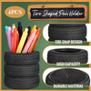 Crtiin 4 Pcs Tire Shaped Pen Holder Car Tire Planter Holder for Men Mechanic Gift Desk Office Home School Accessories De
