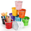 Noamus 9 Pack Metal Pen Holder Cup Desktop Pencil Bucket with Flower Pattern Mini Makeup Brush Storage Organizer Colorfu