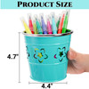 Noamus 9 Pack Metal Pen Holder Cup Desktop Pencil Bucket with Flower Pattern Mini Makeup Brush Storage Organizer Colorfu