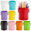Noamus 9 Pack Metal Pen Holder Mini Pencil Bucket with Handle Desktop Pencil Cup Makeup Brush Organizer Desk Colorful Sm