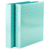 BLU MONACO Aqua 3Ring Binders Set of 2 Decorative 1Inch Binder with Gold Foil Woven Cover Easy Open Clips and Pockets Cu