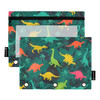 SUABO Colorful Dinosaurs Green Pencil Pouch for 3 Ring Binder Pencil Bag Pencil Case Cosmetic Bag with Zipper Clear Wind