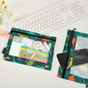 SUABO Colorful Dinosaurs Green Pencil Pouch for 3 Ring Binder Pencil Bag Pencil Case Cosmetic Bag with Zipper Clear Wind