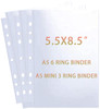 40 Pack 80 Pockets 55x85 Sheet Protector Sleeves for 6 Ring A5 Binder A5 Mini 3 Ring Binder UltraClear Playbill Holder S