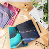 Colarr 4 Pcs Mini 3 Ring Binders for 55 x 85 Paper Economy Small 1 Inch Round Ring Cute Marble Binders Decorative Hardco